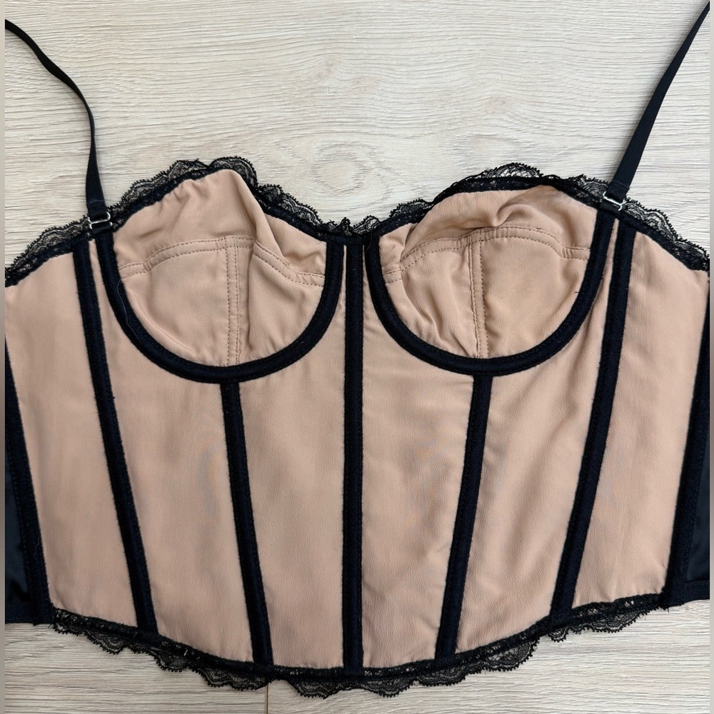 Gucci GG Net Corset Black Nude Lace All Over Logo Bustier Lace Shirt Top Medium - Picture 12 of 16